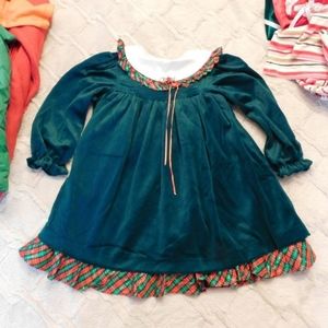 Boutique Green Velvet plaid Christmas Dress 4t